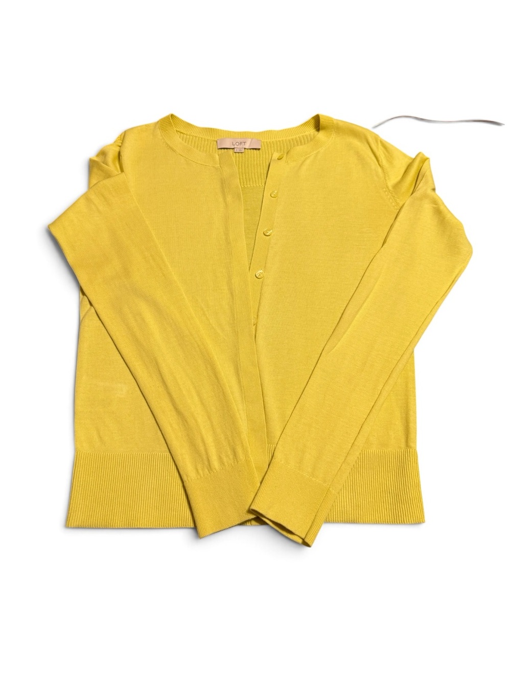 LOFT Bright Yellow Button-Front Lightweight Cardigan